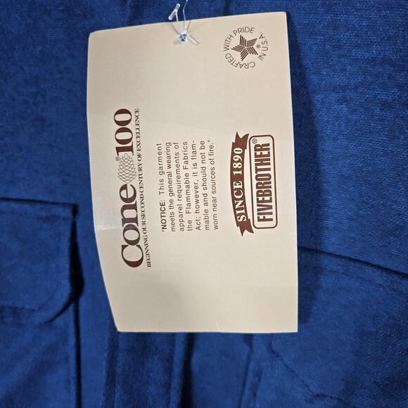 Vintage Cabelas Chamois Shirt Mens M Blue 100% Cotton Made USA Heavyweight Work - Picture 4 of 13